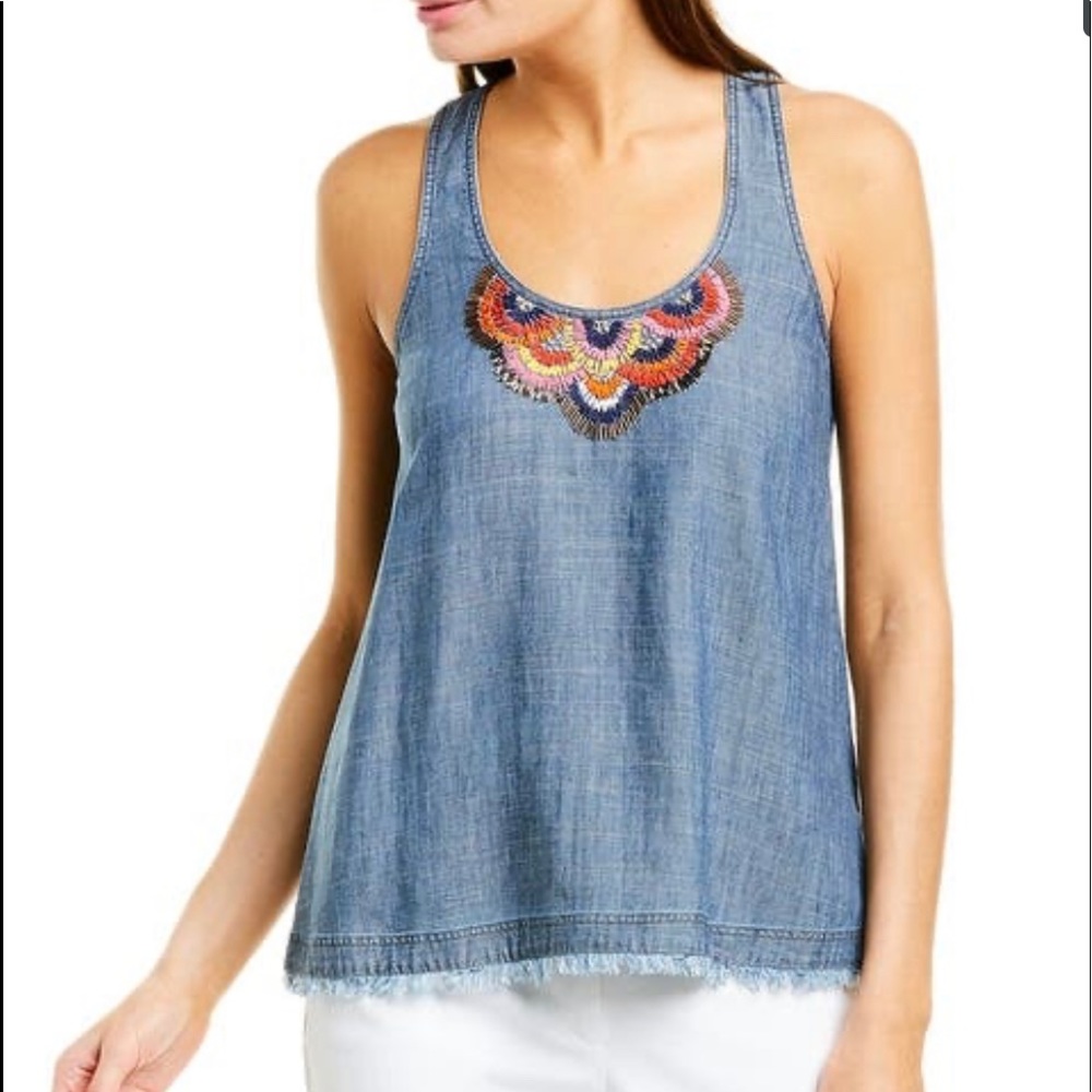 Trina Turk Raindrop chambray top S